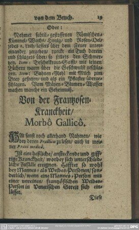 Von der Frantzosen-Kranckheit, Morbo Gallico
