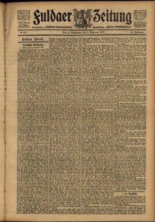 Erste Ausgabe vom Donnerstag, den 05. Dezember 1907.