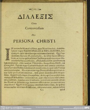 Controversiam de Persona Christi