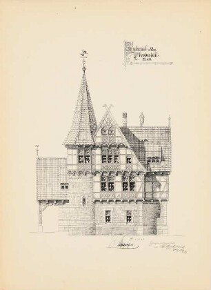 Pferdestall: Seitenansicht 1:50 (aus: Drucke von Seminararbeiten der Königlich Technischen Hochschule Berlin, Bd. III)