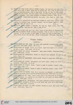 Petites boîtes (Nr. 658-732)