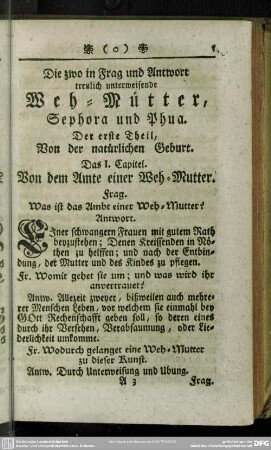 Der erste Theil, Von der natürlichen Geburt