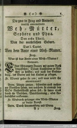 Der erste Theil, Von der natürlichen Geburt