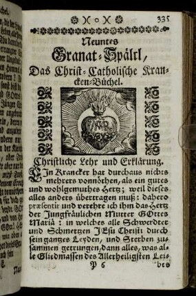 Neuntes Granat-Spältl, Das Christ-Catholische Krancken-Büchel.