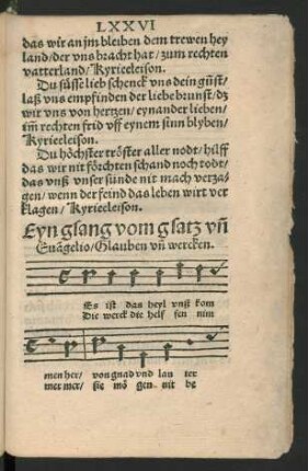Eyn gsang vom gsatz und Evangelio/ Glauben und wercken.