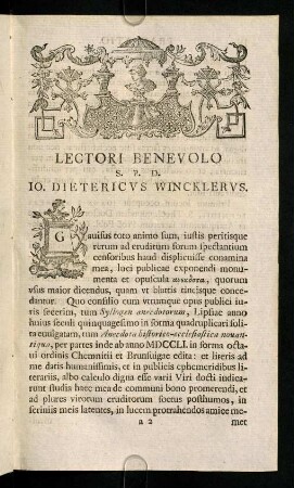 III-XV, Praefatio