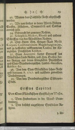 Eilfftes Capittel. Vom Chur-Märckischen Geistlichen Wesen