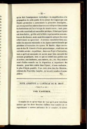 Note additive a l´article de M. Drot.