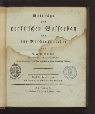 Beiträge zum praktischen Wasserbau und zur Maschinenlehre
