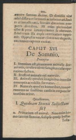 Caput XVI. De Somnio