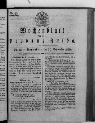 Nr. 39, Ausgabe vom 30. September 1826