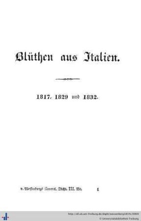 I. Blüthen aus Italien