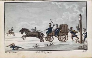 'Bei Tolozin' Pferdewagen und Soldaten; Aquarell