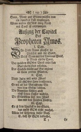 Außzug der Capitel Des Propheten Amos