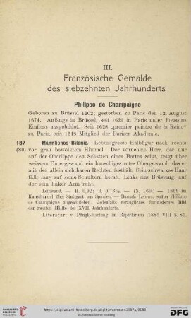 III. Französische Gemälde des siebzehnten Jahrhunderts (Nr.187)
