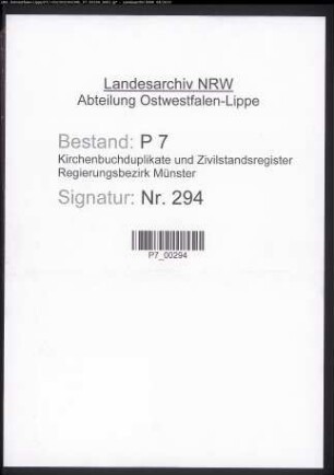 Zivilstandsregister der Munizipalität Altschermbeck (T 1813). (Gemeinde: Altschermbeck, Kreis Recklinghausen)
