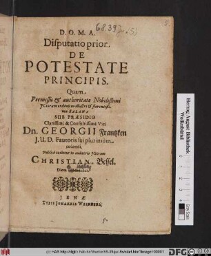 Disputatio prior De Potestate Principis