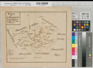 Irmgarteichen (Netphen) Municipalität (Ortsplan) (1809) 1 Stunde = 7,2 cm 29 x 34,5 kol. Zeichnung J. G. Weber, Feuersbach KSA Nr. 265