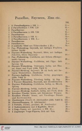 Porzellan, Fayence, Zinn (Nr. 1-31)