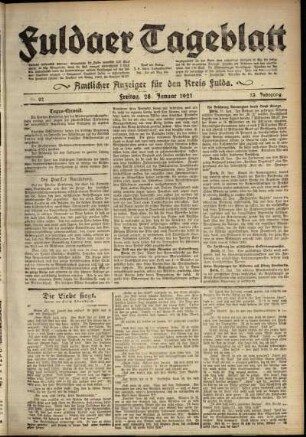Ausgabe vom Freitag, den 28. Januar 1921.