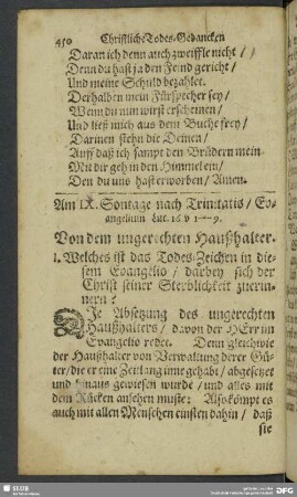 Am IX. Sontag nach Trinitatis