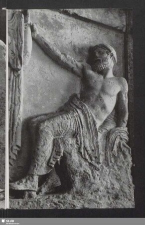 Zeus oder Hades. Detail einer der klassischen Metopen des Tempels E von Selinunt. Heute Palermo, Nationalmuseum