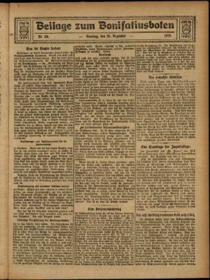 Zweite Ausgabe vom Sonntag, den 28. Dezember 1919.