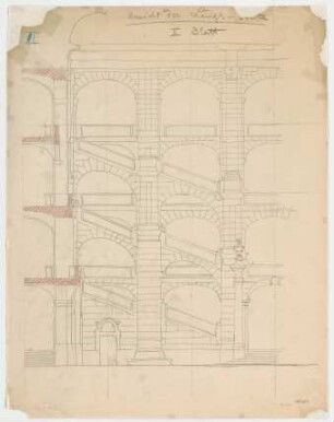 Thiersch, Friedrich von; München; Justizpalast - Treppenhaus (Ansicht)
