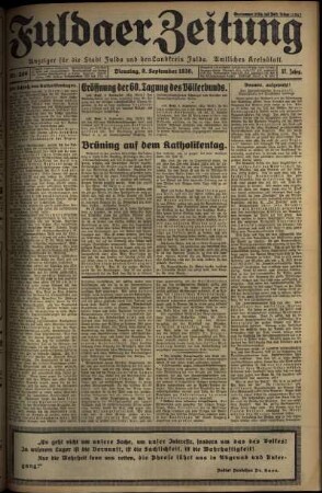 Ausgabe vom Dienstag, den 09. September 1930.