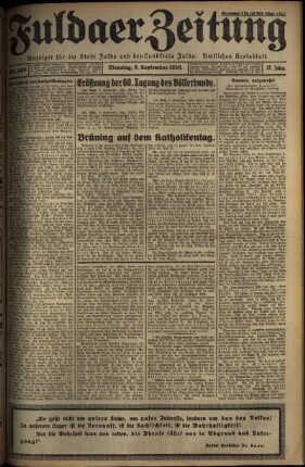 Ausgabe vom Dienstag, den 09. September 1930.