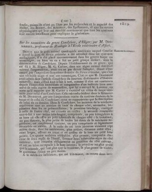 Sur les caractères du genre Condylure, d´Illiger;