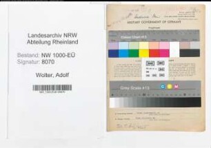 Entnazifizierung Adolf Wolter, geb. 08.05.1891 (Staedt.Angest.)