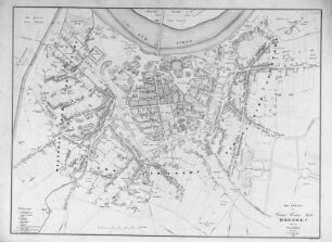 Grundriß der Haupt- und Residenz-Stadt Dresden nebst den Vorstädten (heute Dresden-Altstadt) : Grundriß der Haupt- und Residenz-Stadt Dresden nebst den Vorstädten (heute Dresden-Altstadt). Karte 1 : 4000. Zeichnung J. G. Hessler 1833. Kolorierte Lithografie von W. Werner; 60 x 44 cm. Dresden?, um 1833. Dresden: SLUB, Kartensammlung 30 137