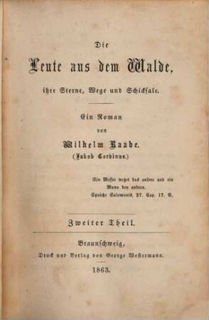 Die Leute aus dem Walde, ihre Sterne, Wege und Schicksale : ein Roman, 2