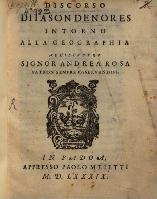Disconso intorno alla geographia
