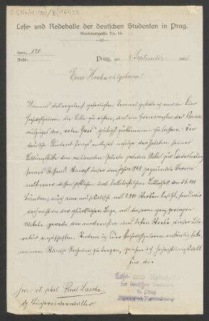 Brief an Julius Bittner : 01.09.1908