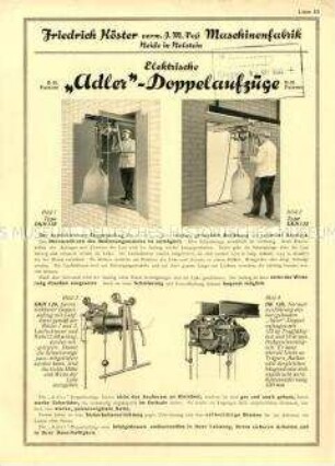 Elektrische "Adler"-Doppelaufzüge / Liste 33