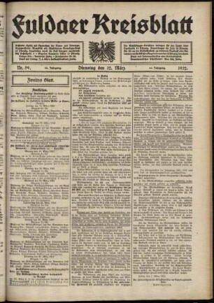 Zweite Ausgabe vom Dienstag, den 12. März 1912.