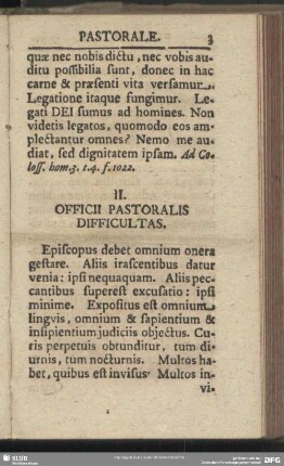 II. Officii Pastoralis Difficultas