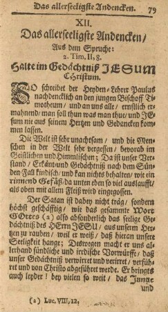 XII. Das allerseeligste Andencken