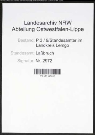 Sterberegister Standesamt Laßbruch