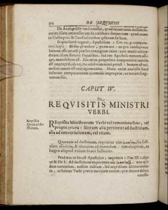 Caput IV. De Requisitis Ministri Verbi.