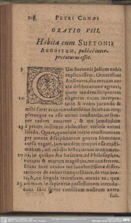 Oratio VIII. Habita cum Suetonii Augustum, publice interpretaturus esset