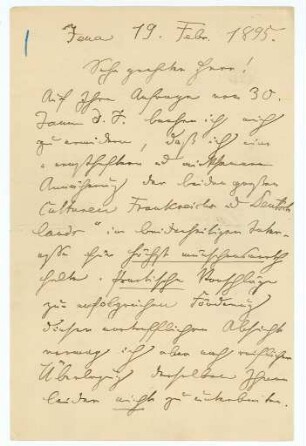 Korrespondenz von Ernst Haeckel an Unbekannt