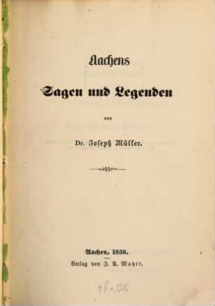 Aachens Sagen und Legenden