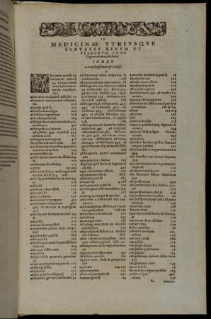 In Medicinae Utriusque Syntaxes Rerum Et Verborum Toto Opere memorabilium Index