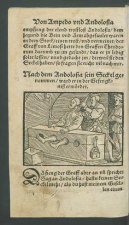 Nach dem Andolosia sein Seckel genommen/ ward er in der Gefengkniß ermördet.