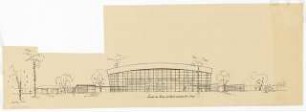 Tennishalle mit Klubräumen, Argentinische Allee, Berlin-Zehlendorf: Südansicht 1:200