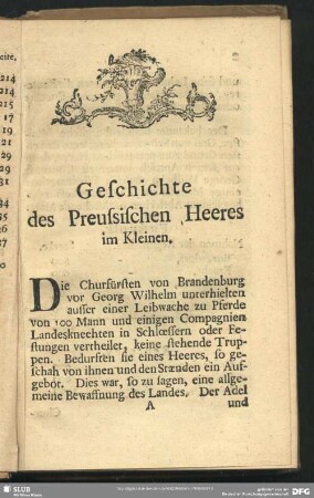Geschichte des Preussischen Heeres im Kleinen
