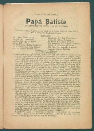 Papá Batista : sainete en un acto y tres cuadros